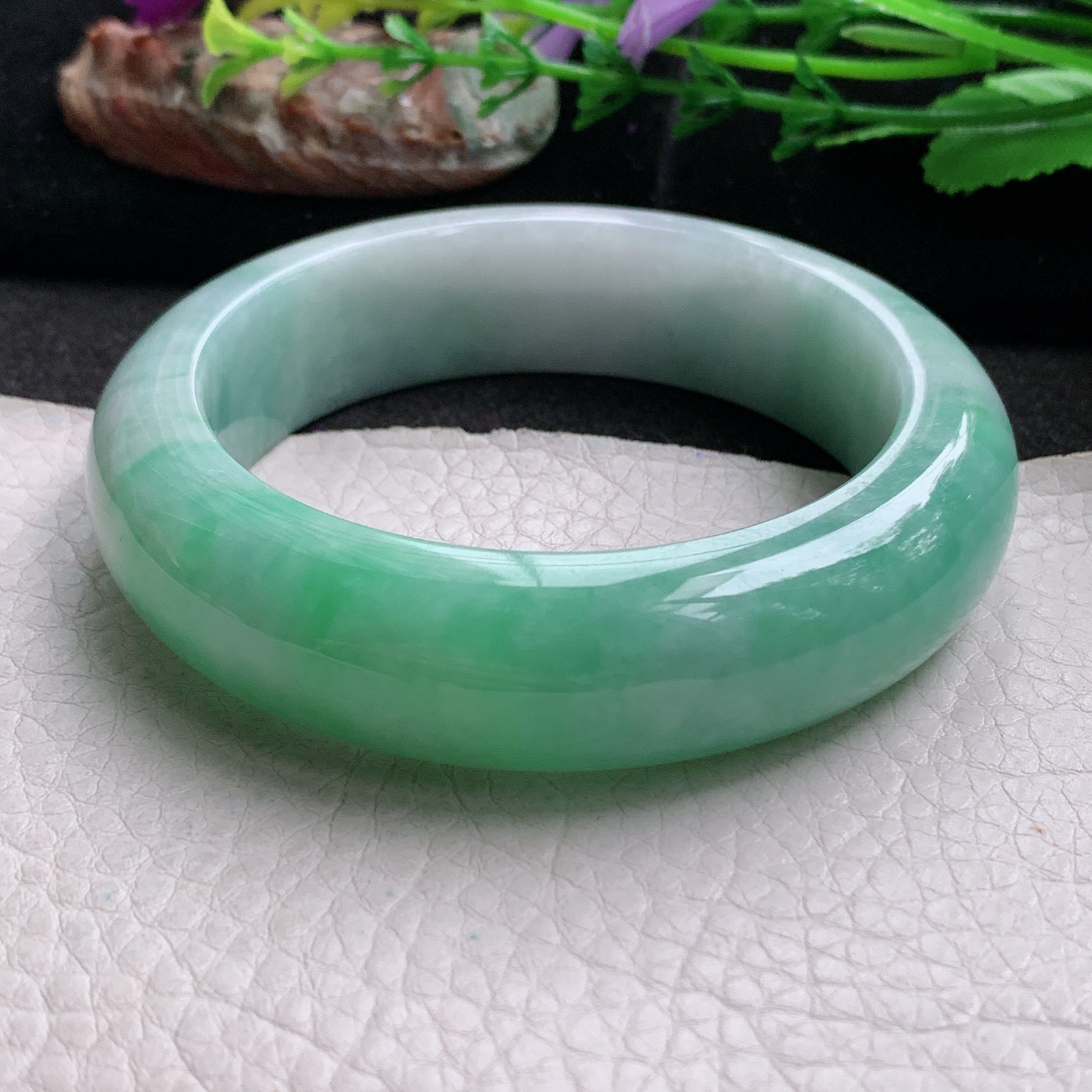 xc稀有款58*16.8*11轮胎镯 天然缅甸翡翠a货手镯水润飘绿厚装正圈玉镯子