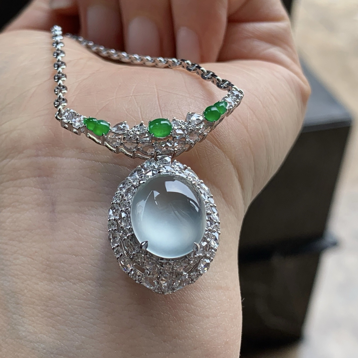 金钻镶嵌高冰项链^_^种水透亮