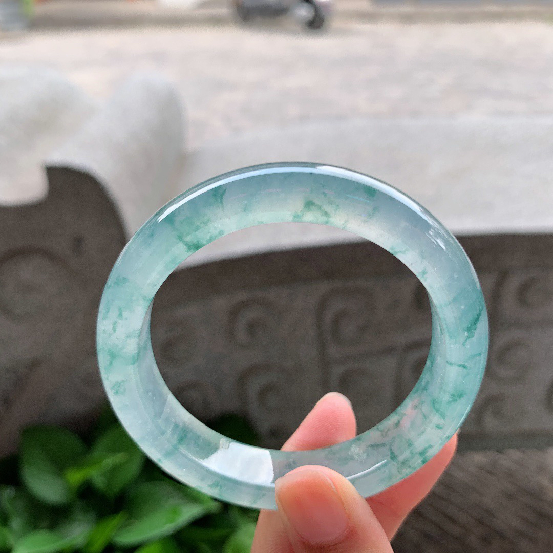 圈口 54.4-13.2-8.5【高冰飘花正圈手镯】正圈54 55可戴