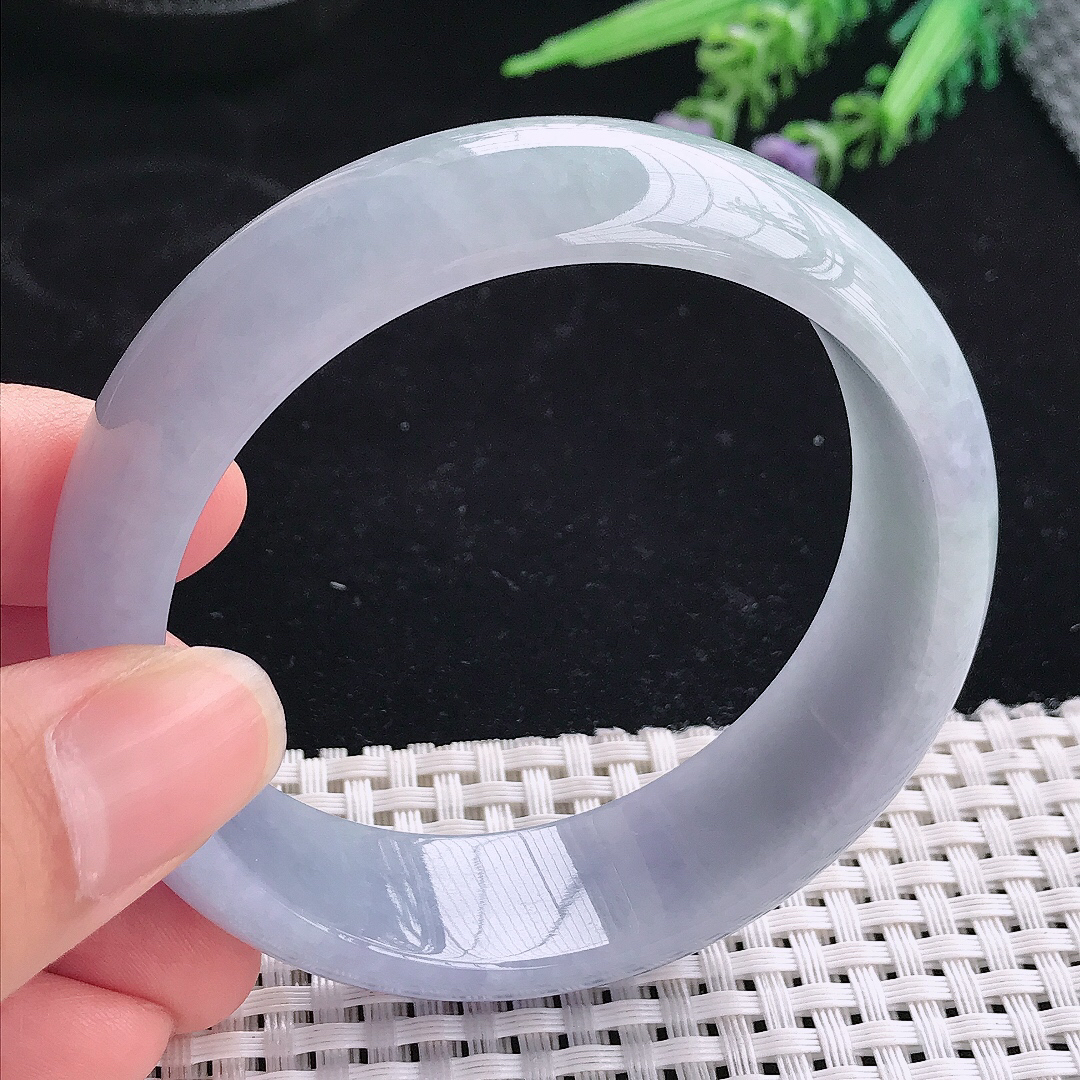 实拍A货翡翠58.5/18.5/7.5轮胎镯老坑冰润起胶紫罗兰手镯宽边玉镯平安镯