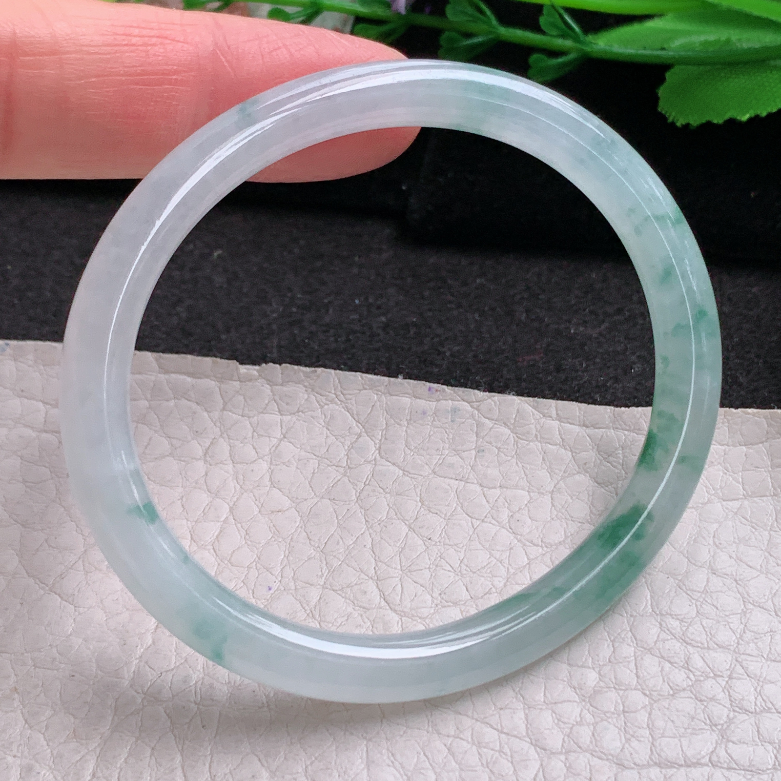 fx小圈口53.5*49*6.2贵妃美人镯 天然缅甸翡翠a货手镯冰飘花蛋形玉镯子