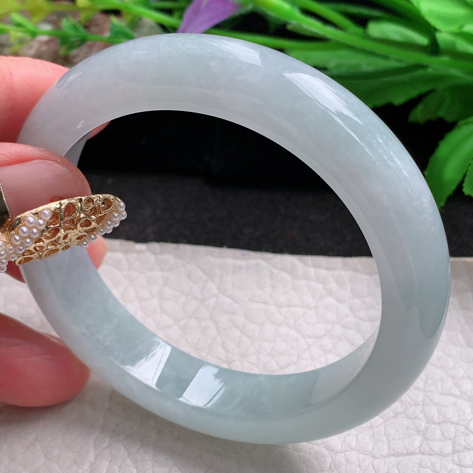 nr实拍55.5*12.3*8.5平安镯 天然缅甸翡翠a货手镯浅绿冰润正圈玉镯子