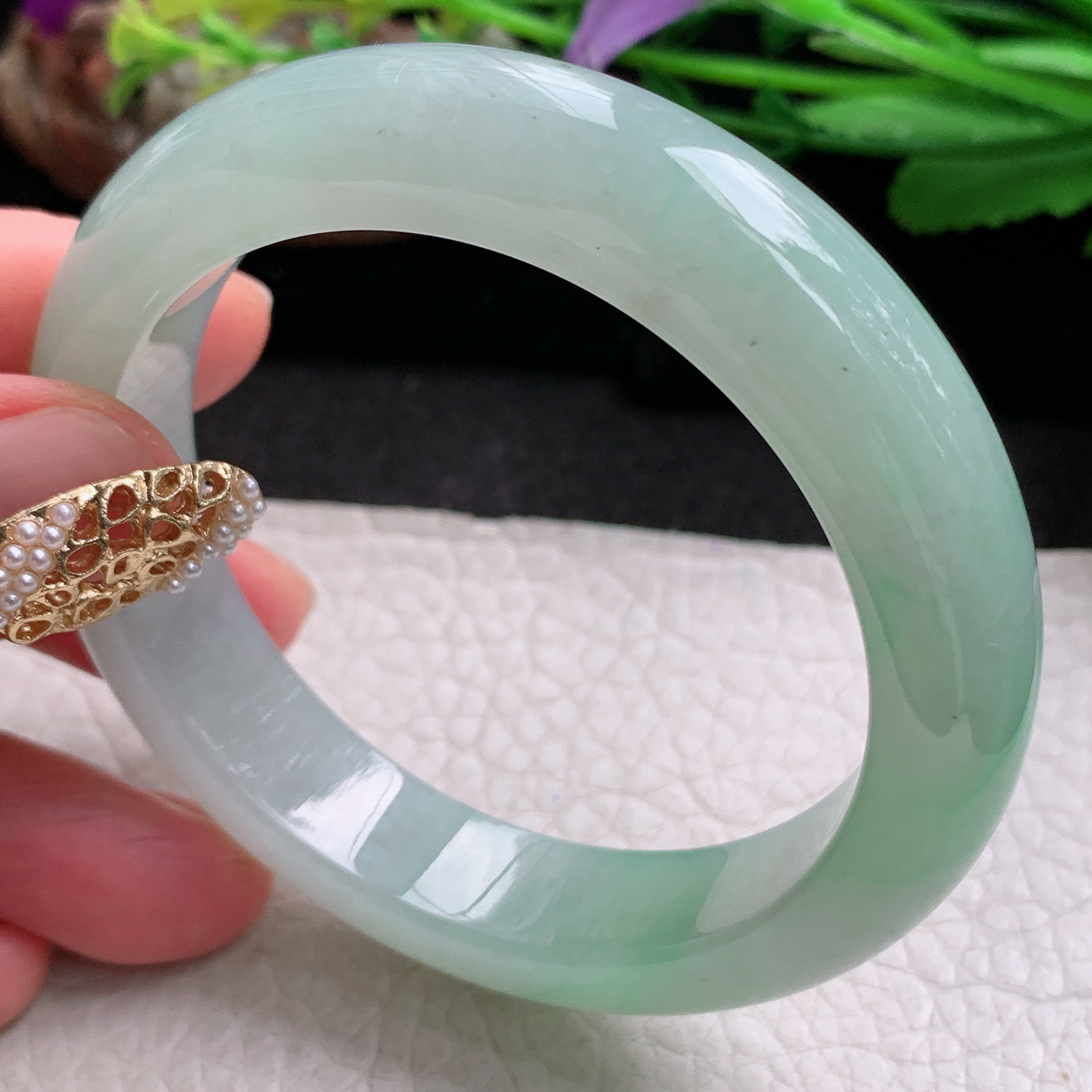 nr实拍53.5*12.6*8.5平安镯 天然缅甸翡翠a货手镯冰绿正圈玉镯子