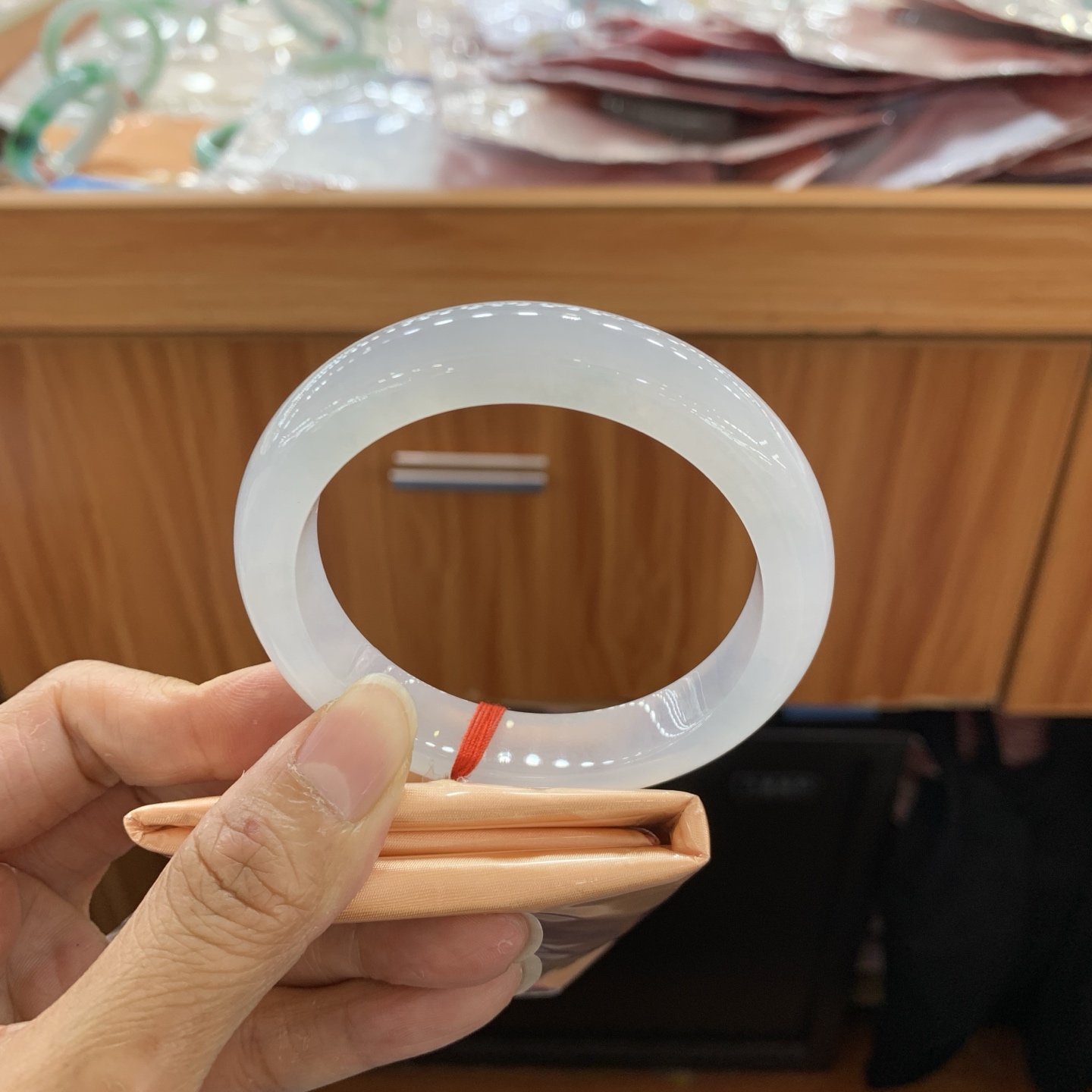 042227JM，冰种正圈翡翠手镯，57-12.3-9