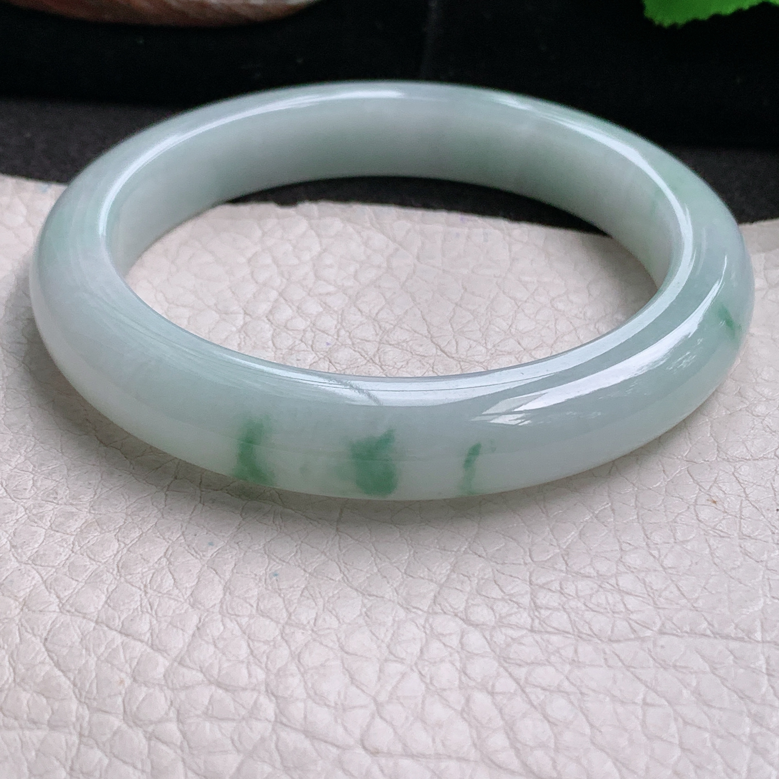 hh实拍58.5*10.8*8.8平安镯 天然缅甸翡翠a货手镯飘花水润正圈玉镯子