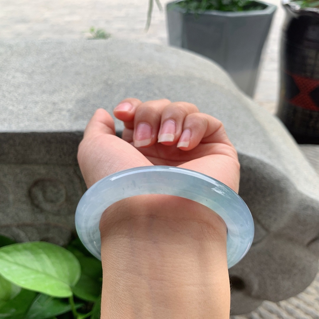 圈口56.8-10.3 【冰种紫圆条手镯】圆条56 57可戴