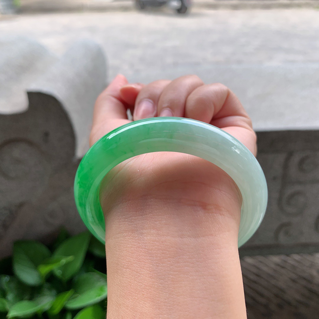 圈口 55.6-12.2-9.3【正阳绿正圈手镯】正圈55 56可戴