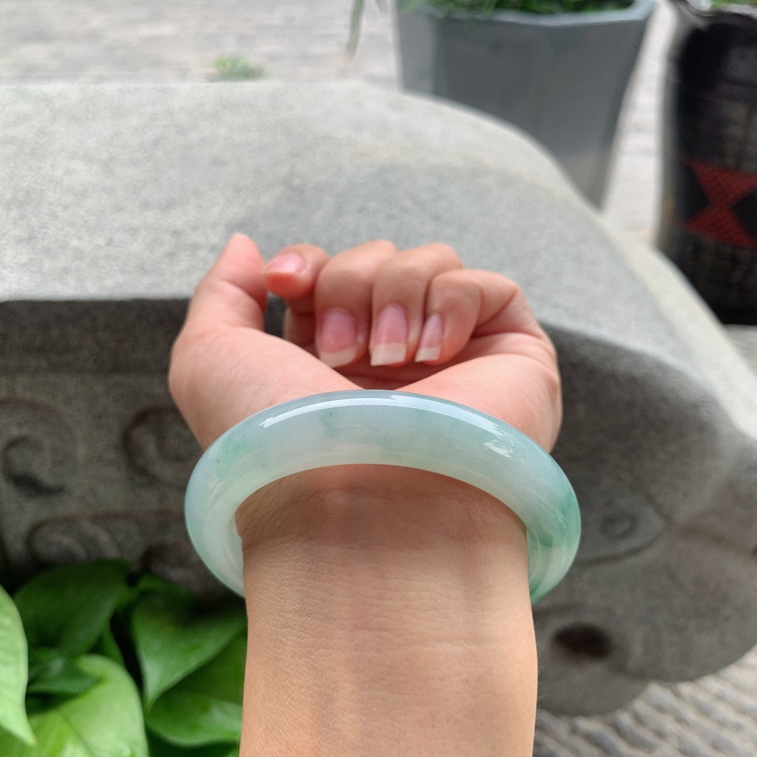 大圈口 58-12.6-9.5【冰飘绿正圈手镯】正圈58 59可戴