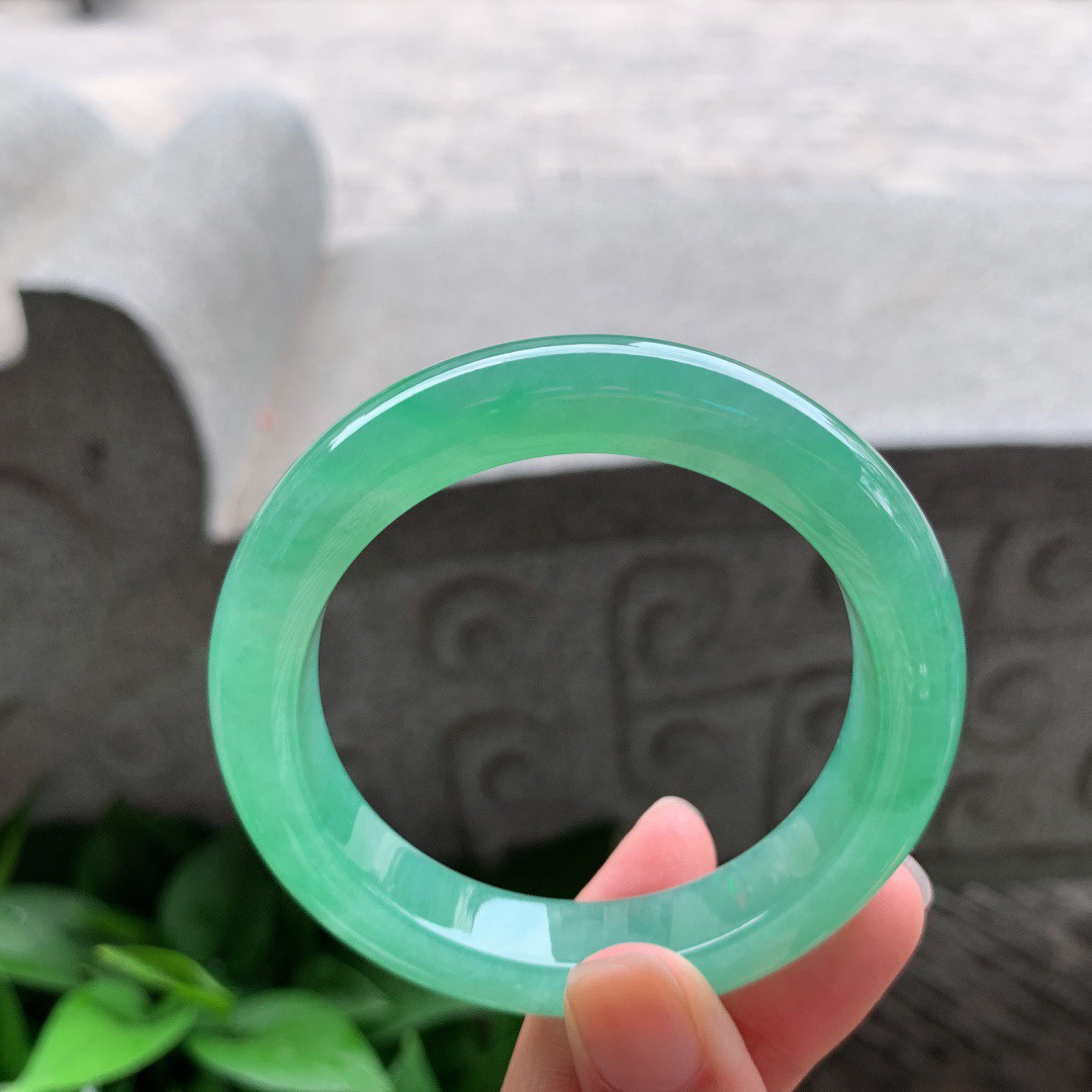 小圈口 53.2-11.7-9.2【冰绿正圈手镯】正圈53 54可戴