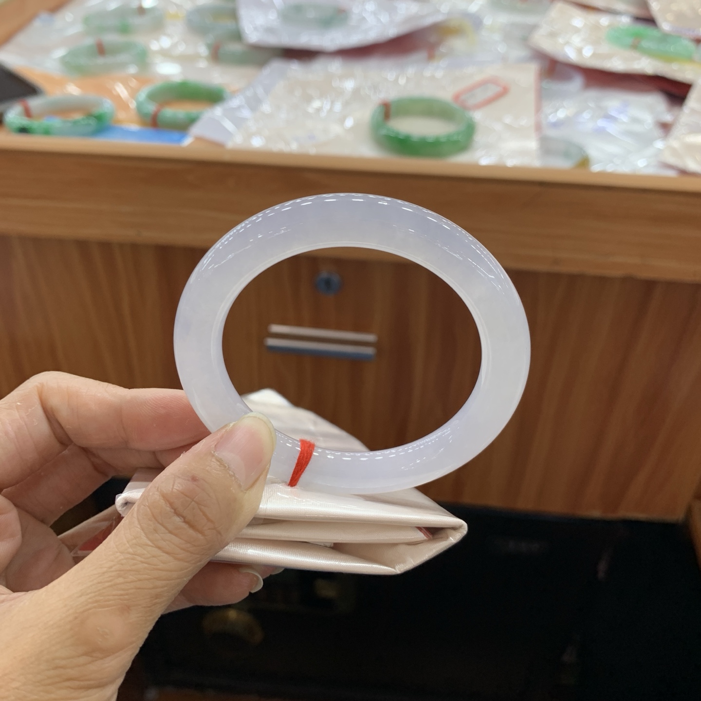 042237CK冰圆条翡翠手镯55.8-9.4-9.7