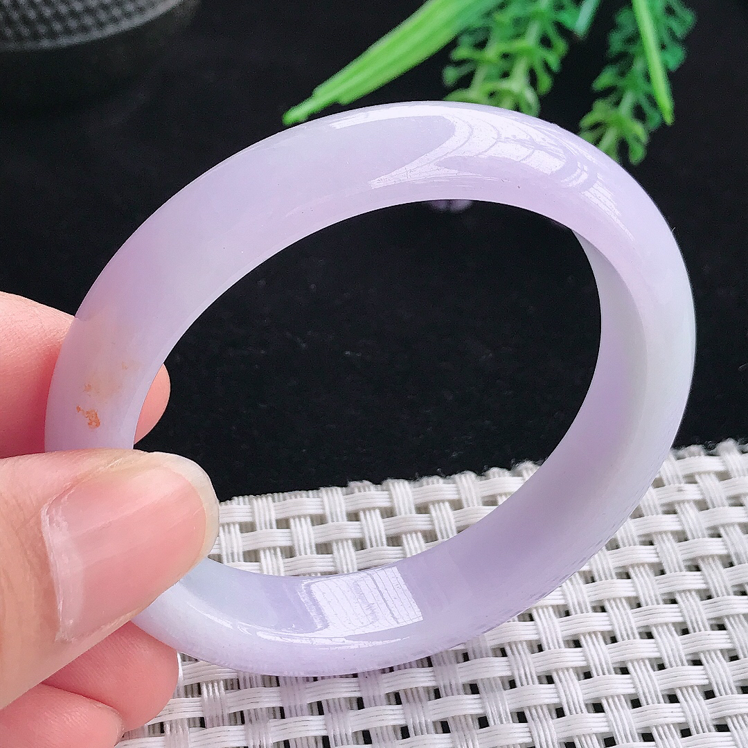 实拍A货翡翠51.5/46/12.5/7.5老坑冰润紫罗兰贵妃手镯宽边玉镯平安镯