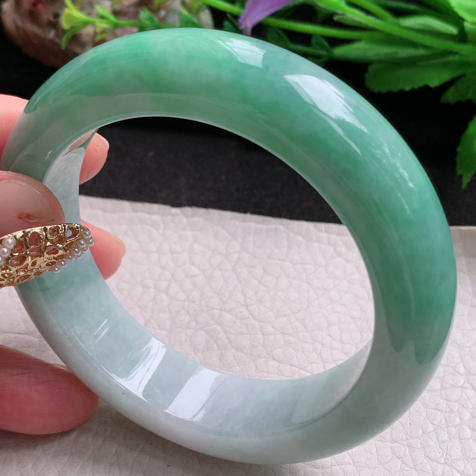 xc稀有款58*16.8*11轮胎镯 天然缅甸翡翠a货手镯水润飘绿厚装正圈玉镯子