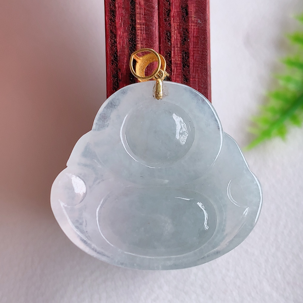 18k金扣冰润精雕佛公吊坠，法相端庄大气，工艺精湛，种色浓郁，细腻饱满冰润，种老水足，收藏佳品，佩戴大气  W   003.22尺寸：22.8-25.6-5.9mm