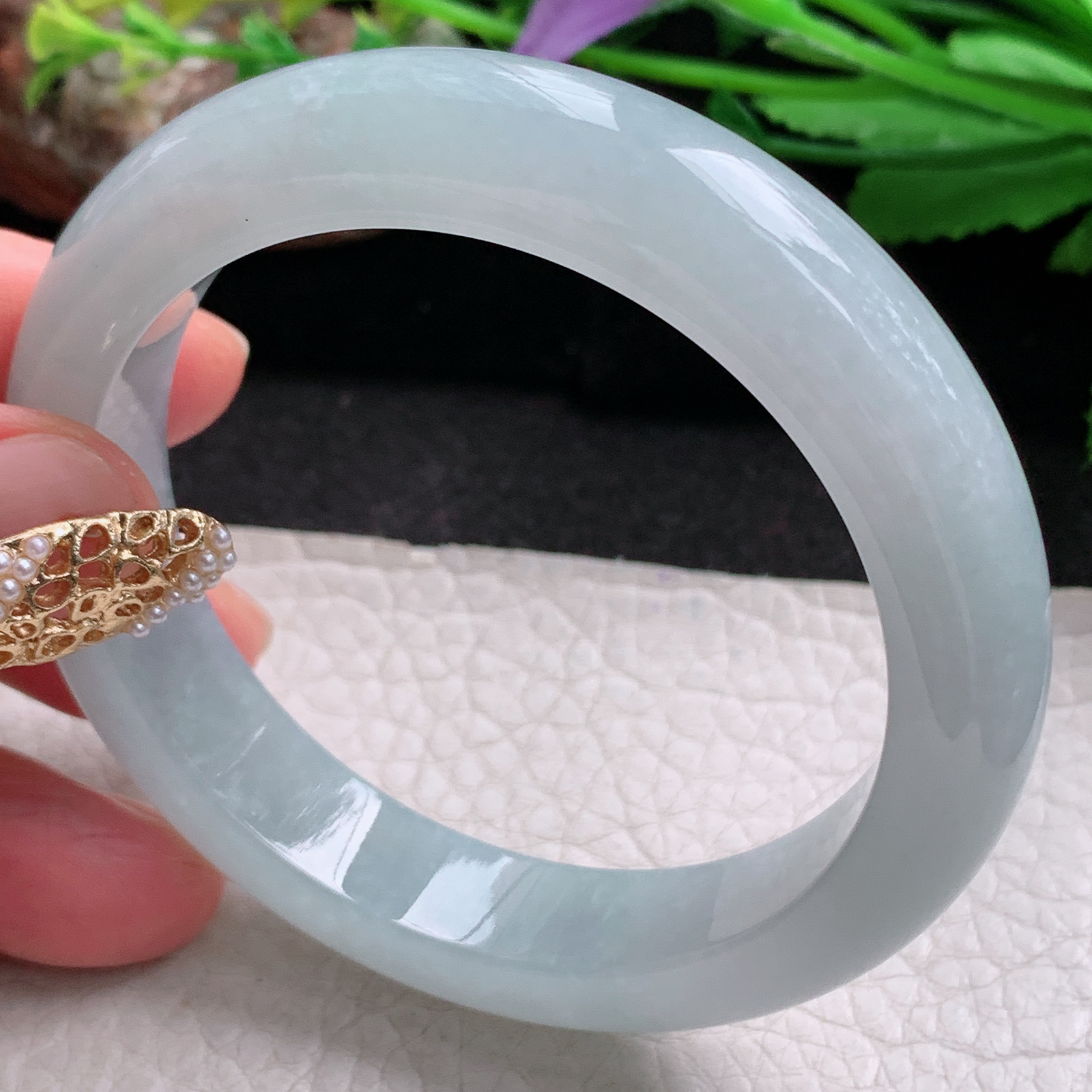 nr实拍55.5*12.3*8.5平安镯 天然缅甸翡翠a货手镯浅绿冰润正圈玉镯子