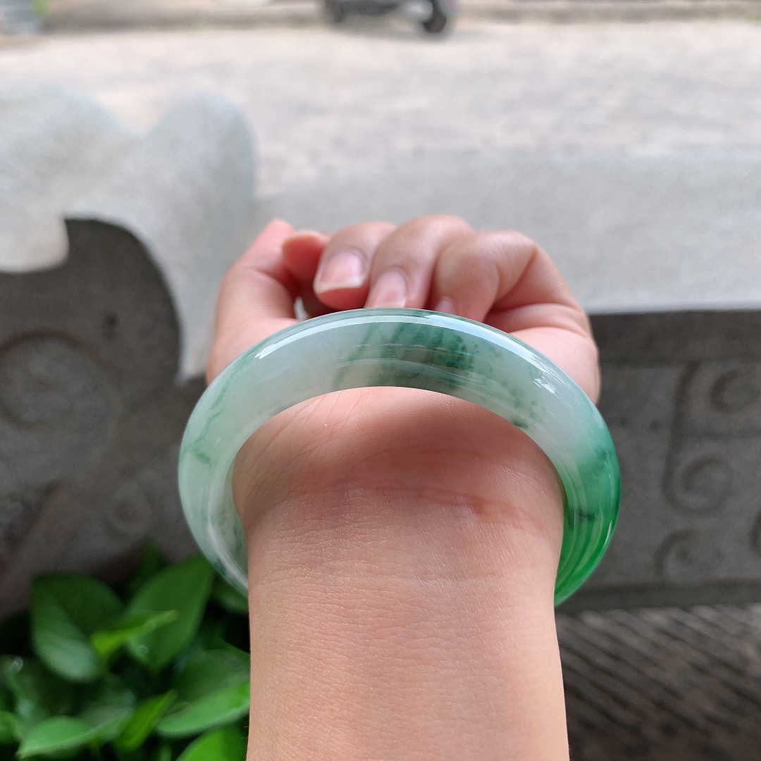 圈口56-12.8-8.6 【辣绿正圈手镯】正圈56 57可戴