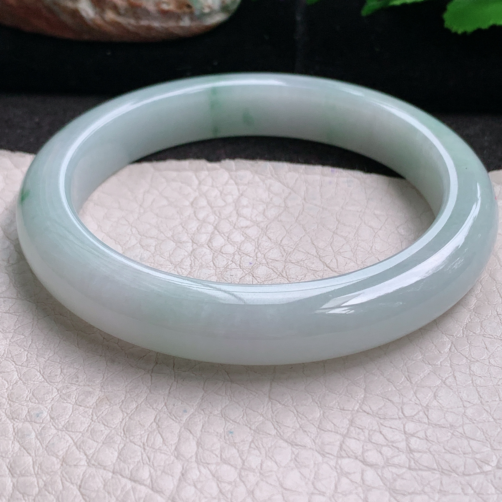 hh实拍58.5*10.8*8.8平安镯 天然缅甸翡翠a货手镯飘花水润正圈玉镯子