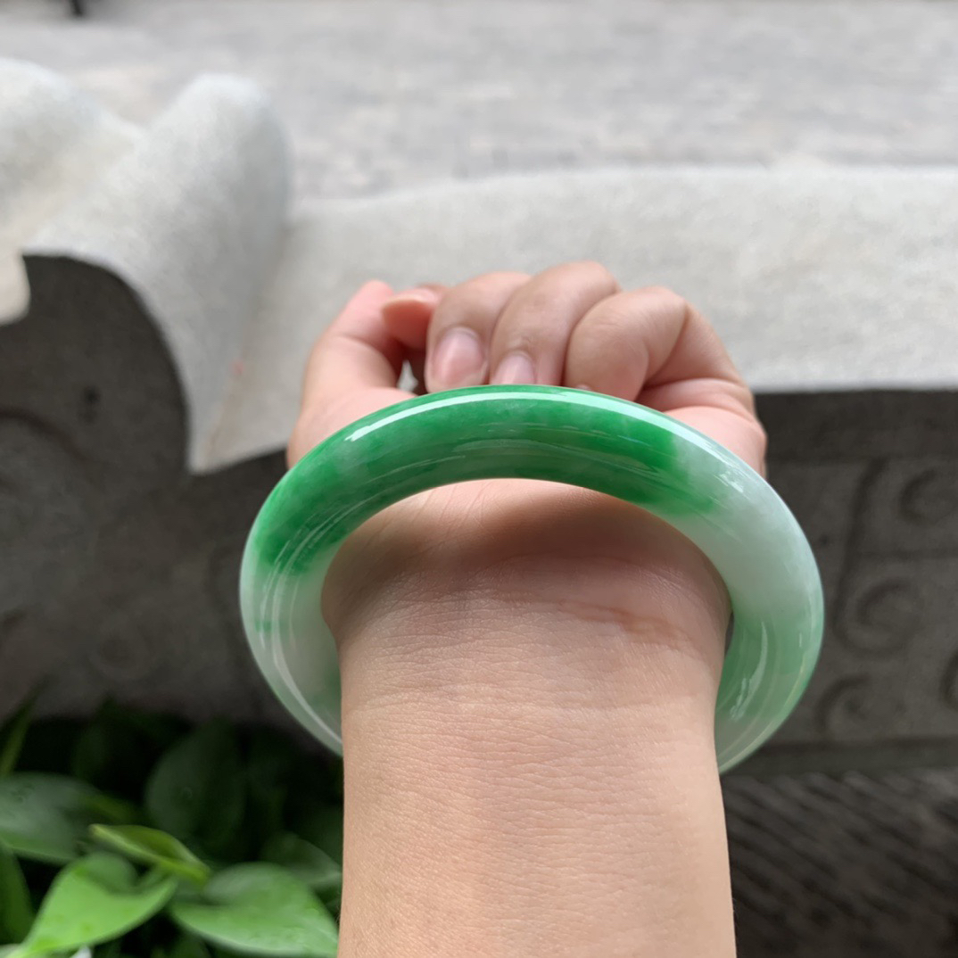 大圈口 58.8-11.2【辣绿圆条手镯】圆条58 59可戴