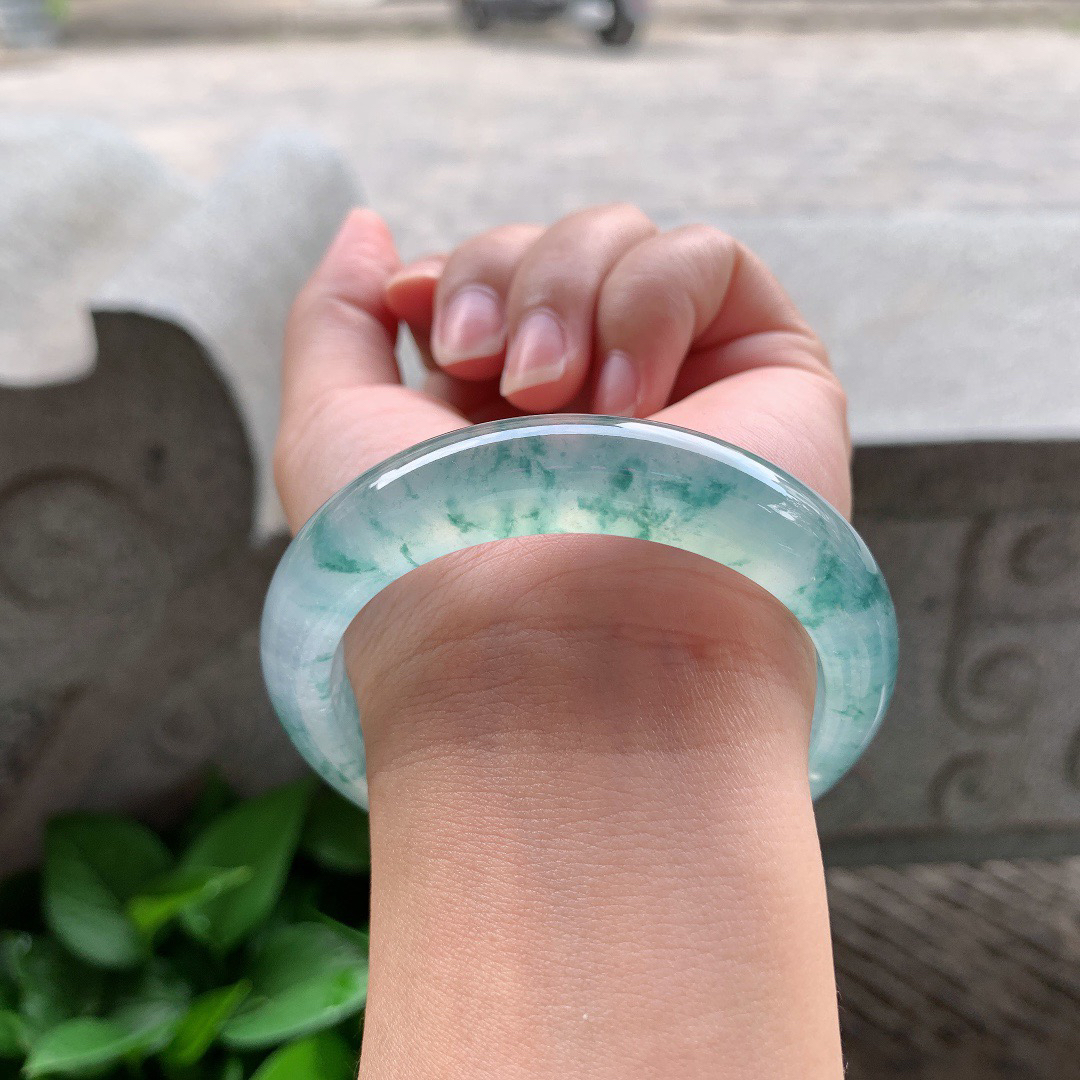 圈口 54.4-13.2-8.5【高冰飘花正圈手镯】正圈54 55可戴