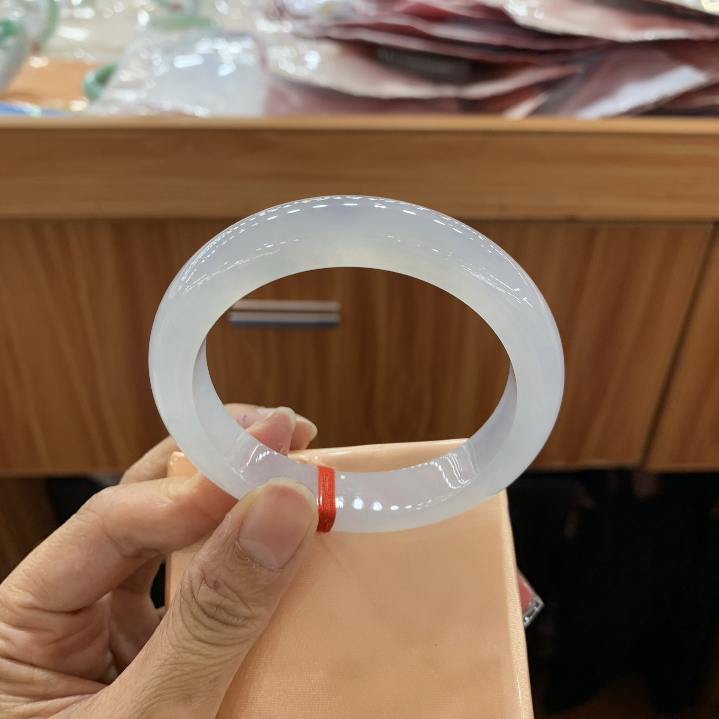 042227JM，冰种正圈翡翠手镯，57-12.3-9