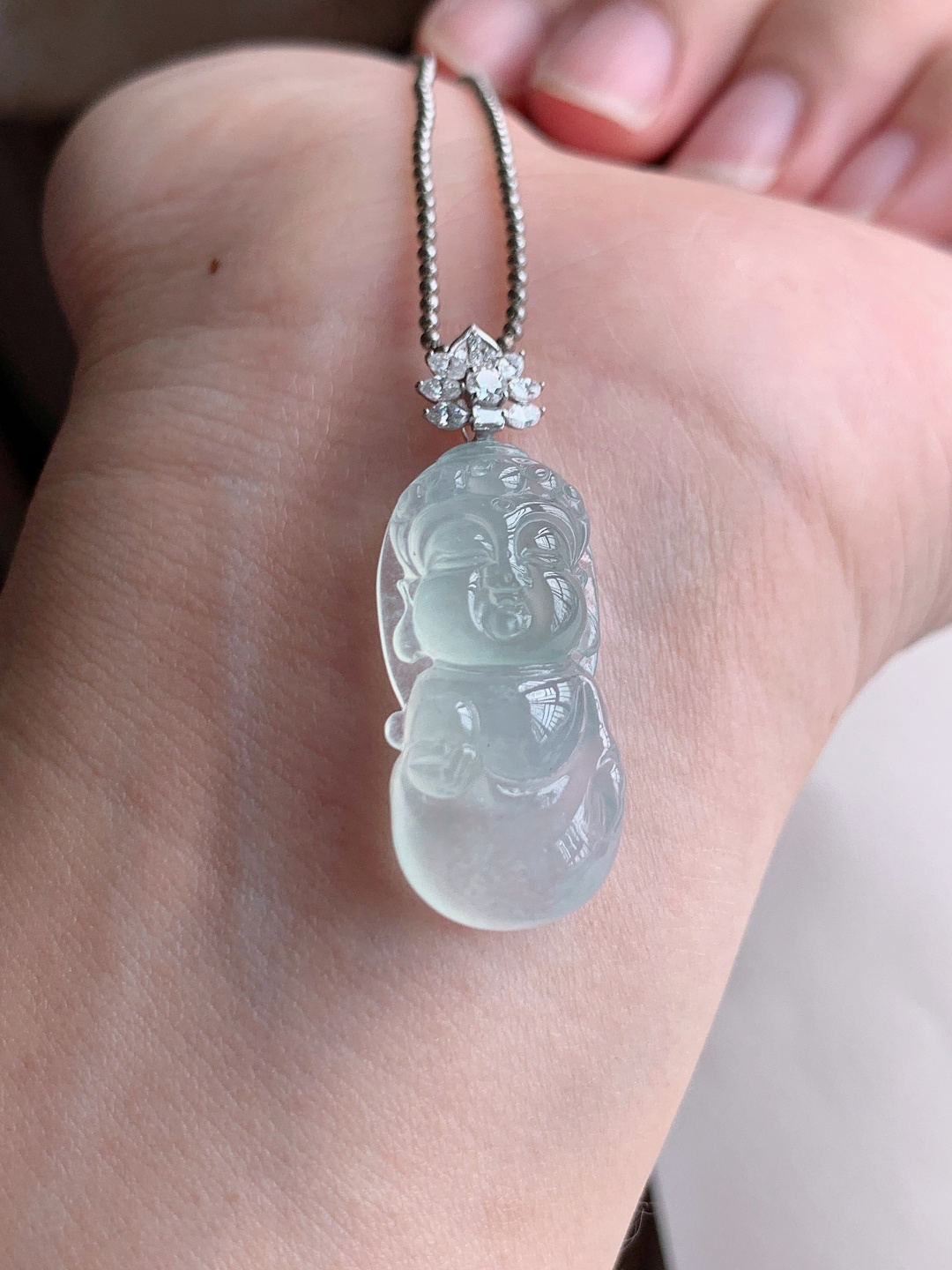 ️ 冰种宝宝佛吊坠，无裂通透水润，裸石25.8/12.3/7.9，自然光拍摄