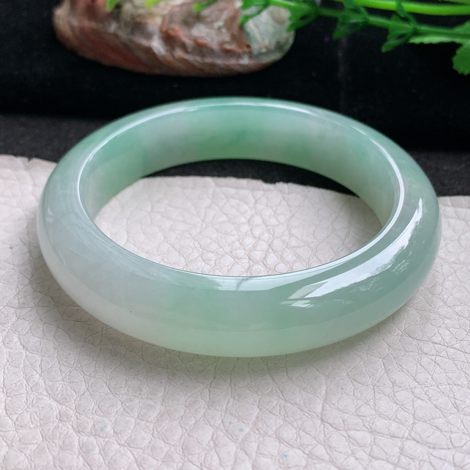 nr实拍53.5*12.6*8.5平安镯 天然缅甸翡翠a货手镯冰绿正圈玉镯子