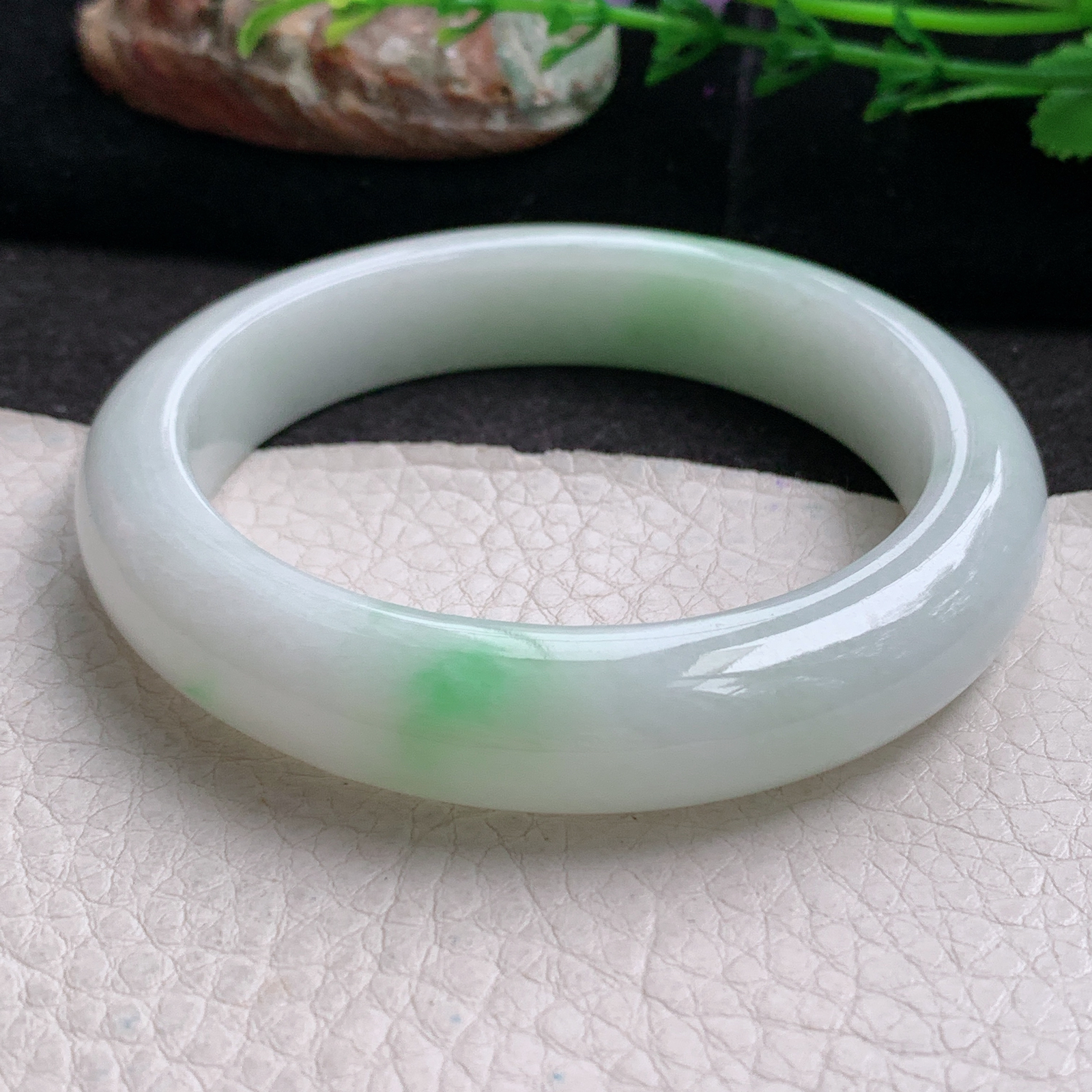 xx实拍56.5*12.6*9平安镯 天然缅甸翡翠a货手镯飘绿水润正圈玉镯子