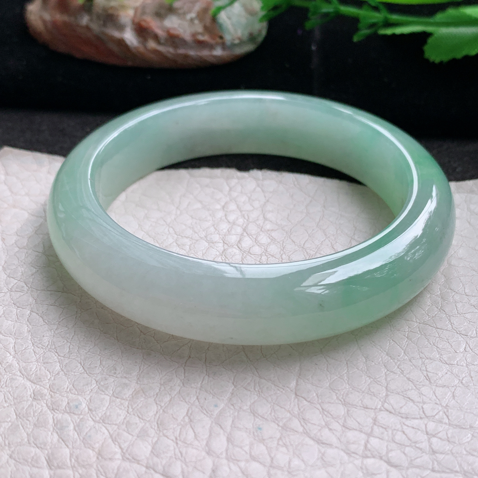 nr实拍53.5*12.6*8.5平安镯 天然缅甸翡翠a货手镯冰绿正圈玉镯子