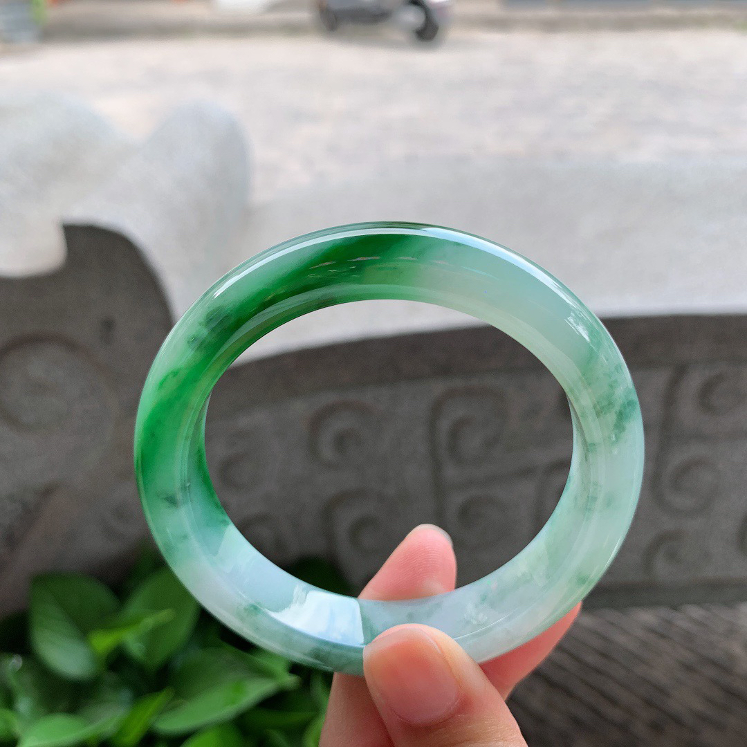 圈口56-12.8-8.6 【辣绿正圈手镯】正圈56 57可戴