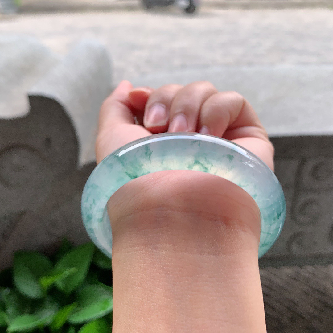 圈口 54.4-13.2-8.5【高冰飘花正圈手镯】正圈54 55可戴