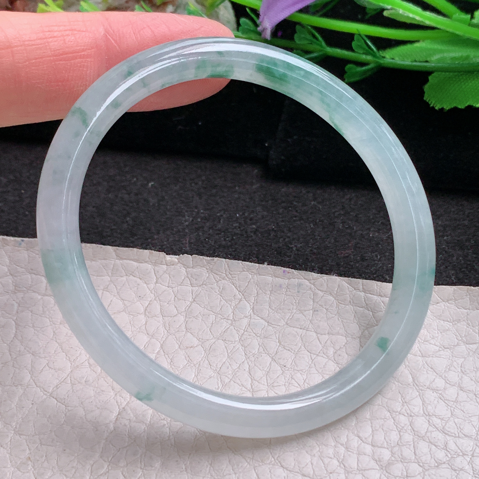 fx小圈口53.5*49*6.2贵妃美人镯 天然缅甸翡翠a货手镯冰飘花蛋形玉镯子