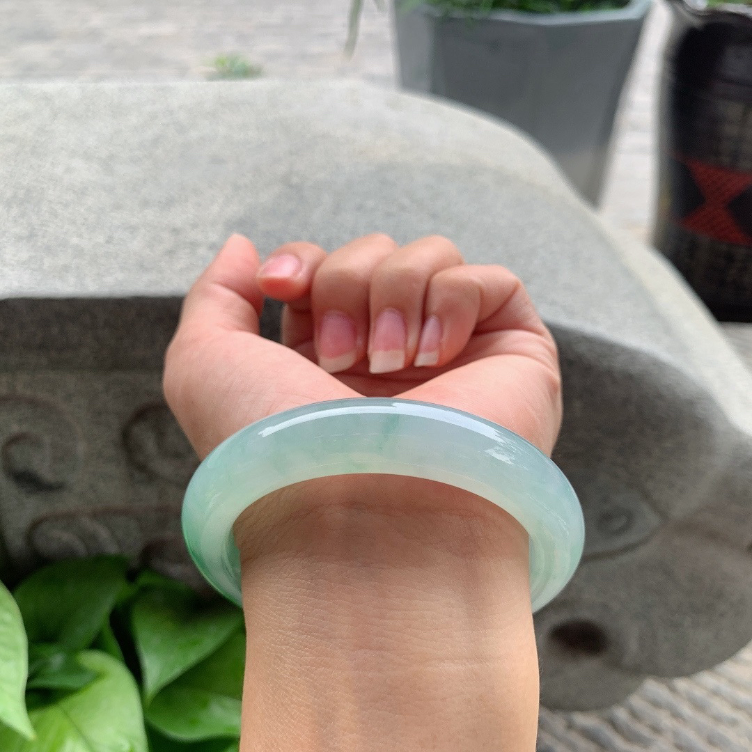 大圈口 58-12.6-9.5【冰飘绿正圈手镯】正圈58 59可戴