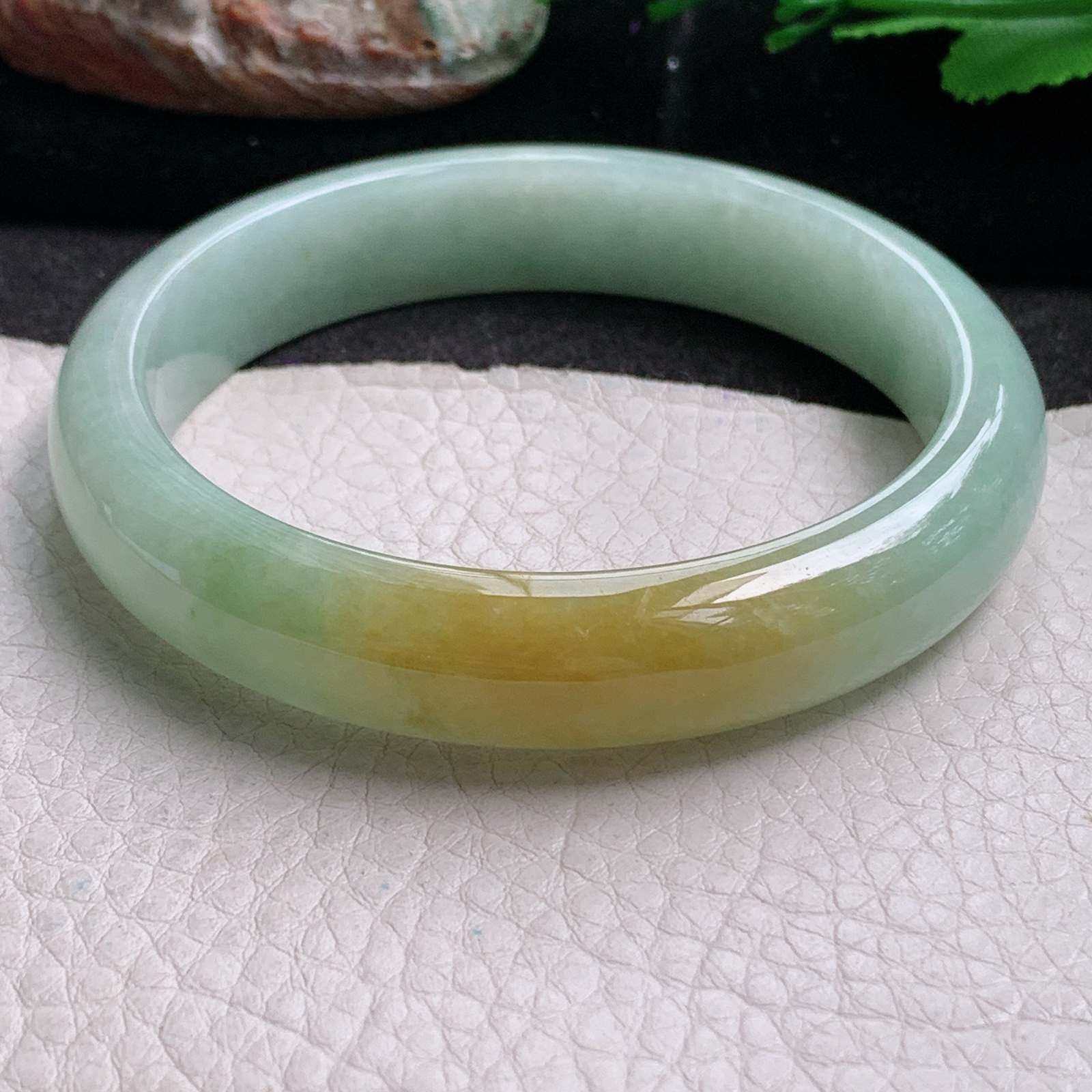 nr大圈口61*12.5*7.5招财镯 天然缅甸翡翠a货手镯双彩水润正圈玉镯子