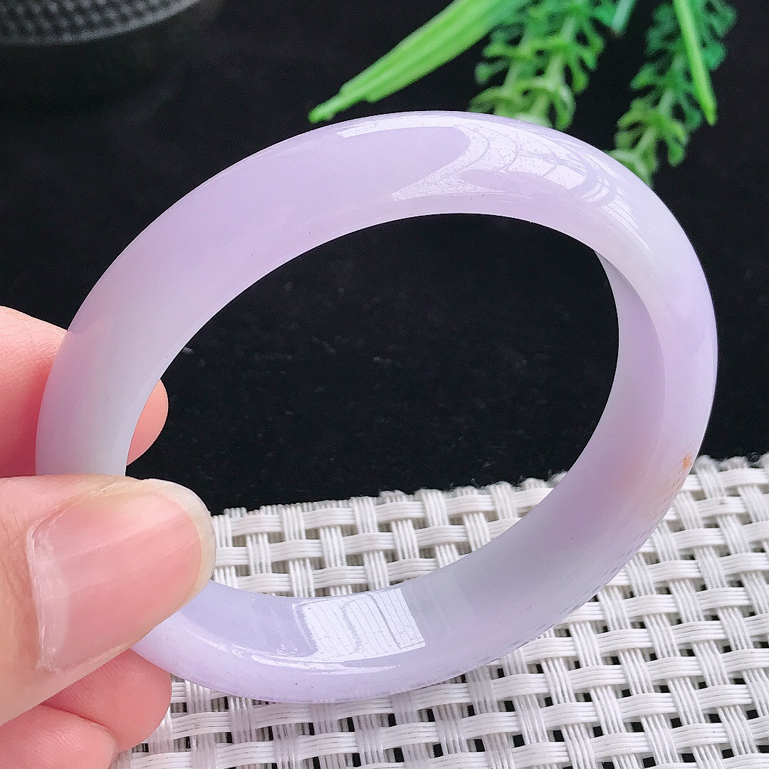 实拍A货翡翠51.5/46/12.5/7.5老坑冰润紫罗兰贵妃手镯宽边玉镯平安镯