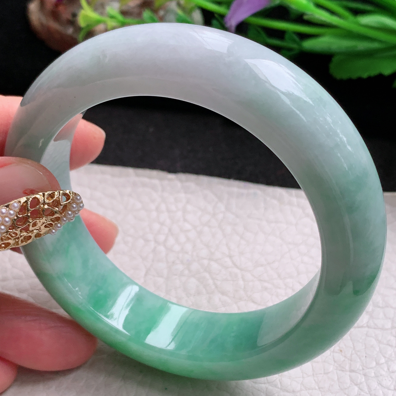 xc稀有款58*16.8*11轮胎镯 天然缅甸翡翠a货手镯水润飘绿厚装正圈玉镯子