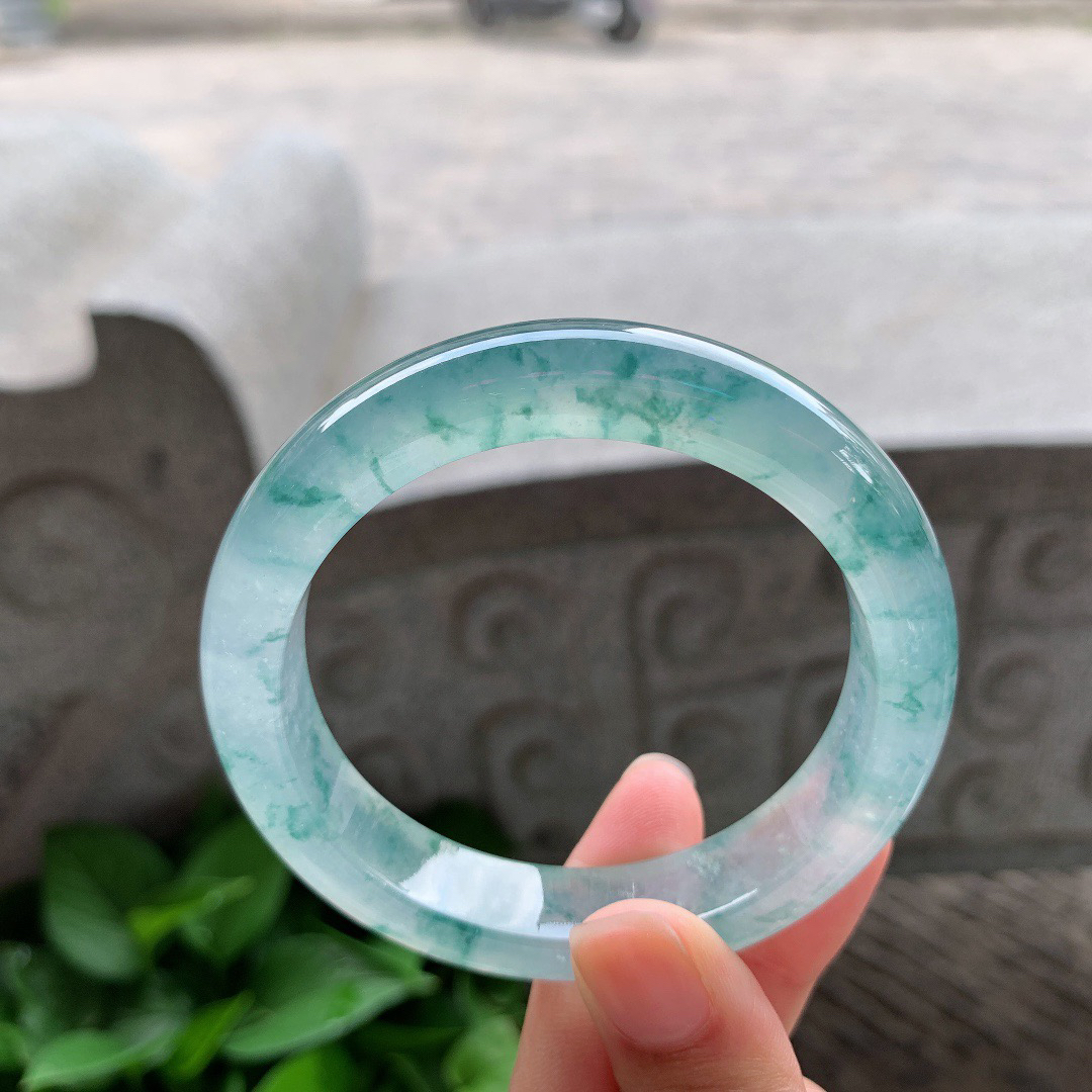 圈口 54.4-13.2-8.5【高冰飘花正圈手镯】正圈54 55可戴