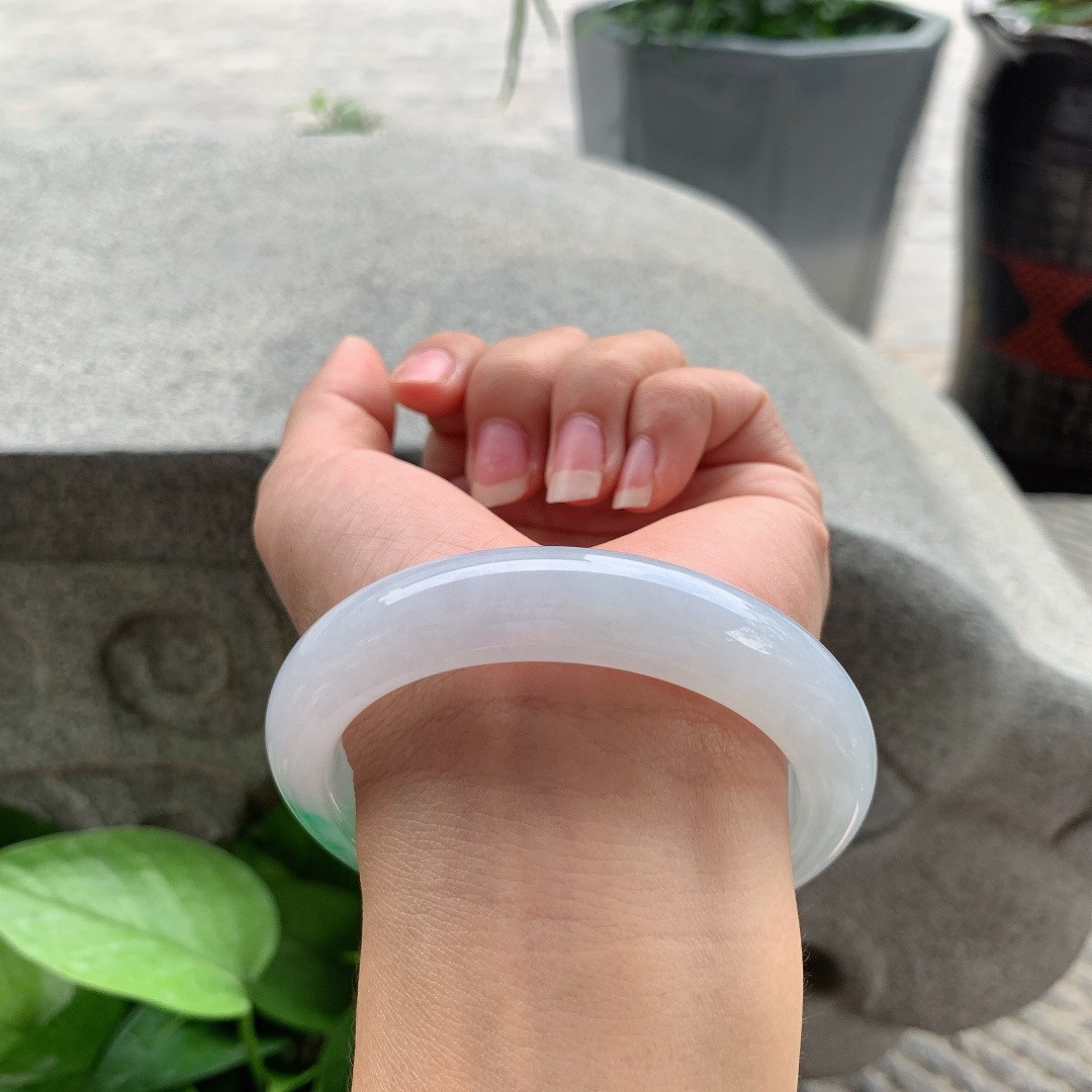 大圈口59.3-12.8-9.7 【冰飘阳绿正圈手镯】正圈59 60可戴