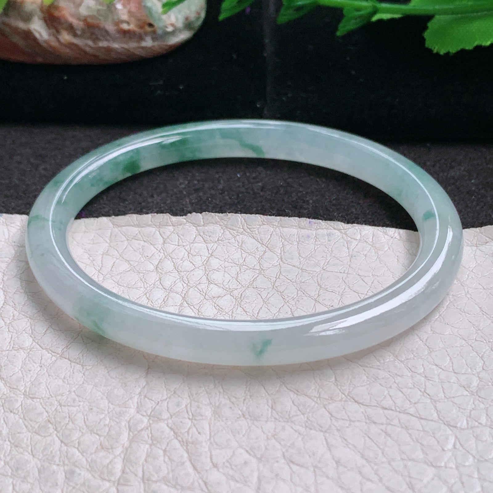 fx小圈口53.5*49*6.2贵妃美人镯 天然缅甸翡翠a货手镯冰飘花蛋形玉镯子