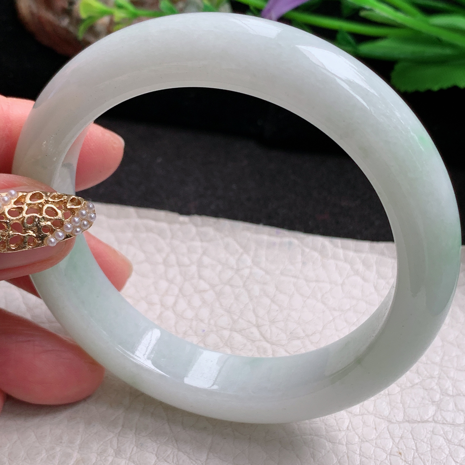 xx实拍56.5*12.6*9平安镯 天然缅甸翡翠a货手镯飘绿水润正圈玉镯子