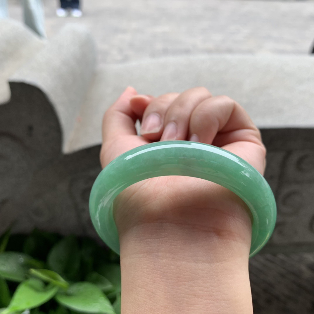 圈口 56.2-13.2-8.9【满绿正圈手镯】正圈56 57可戴