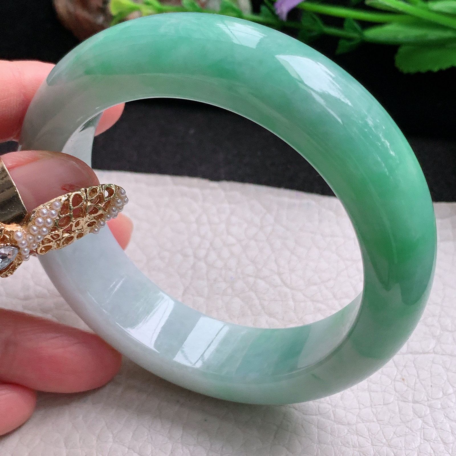 xc稀有款58*16.8*11轮胎镯 天然缅甸翡翠a货手镯水润飘绿厚装正圈玉镯子