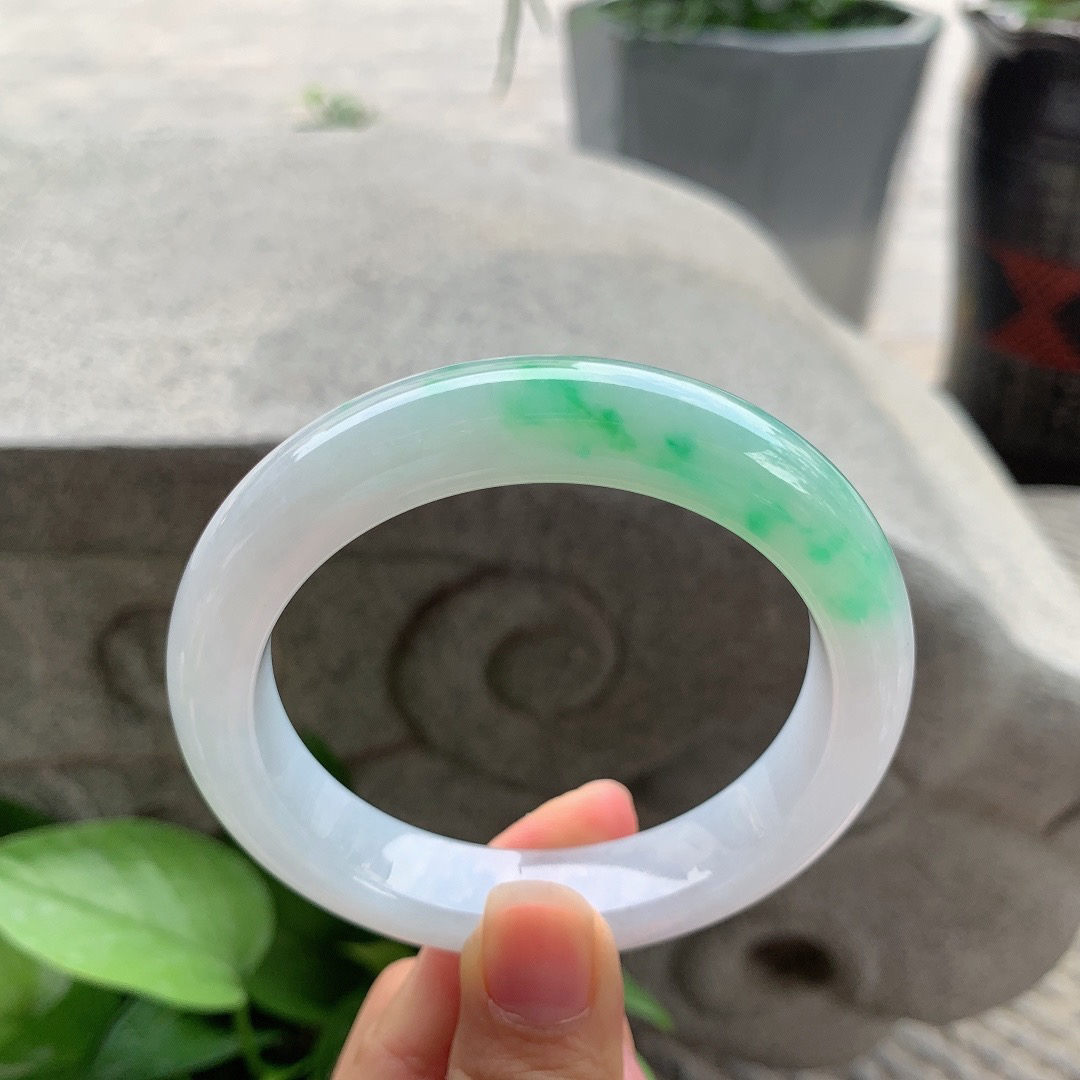 大圈口59.3-12.8-9.7 【冰飘阳绿正圈手镯】正圈59 60可戴