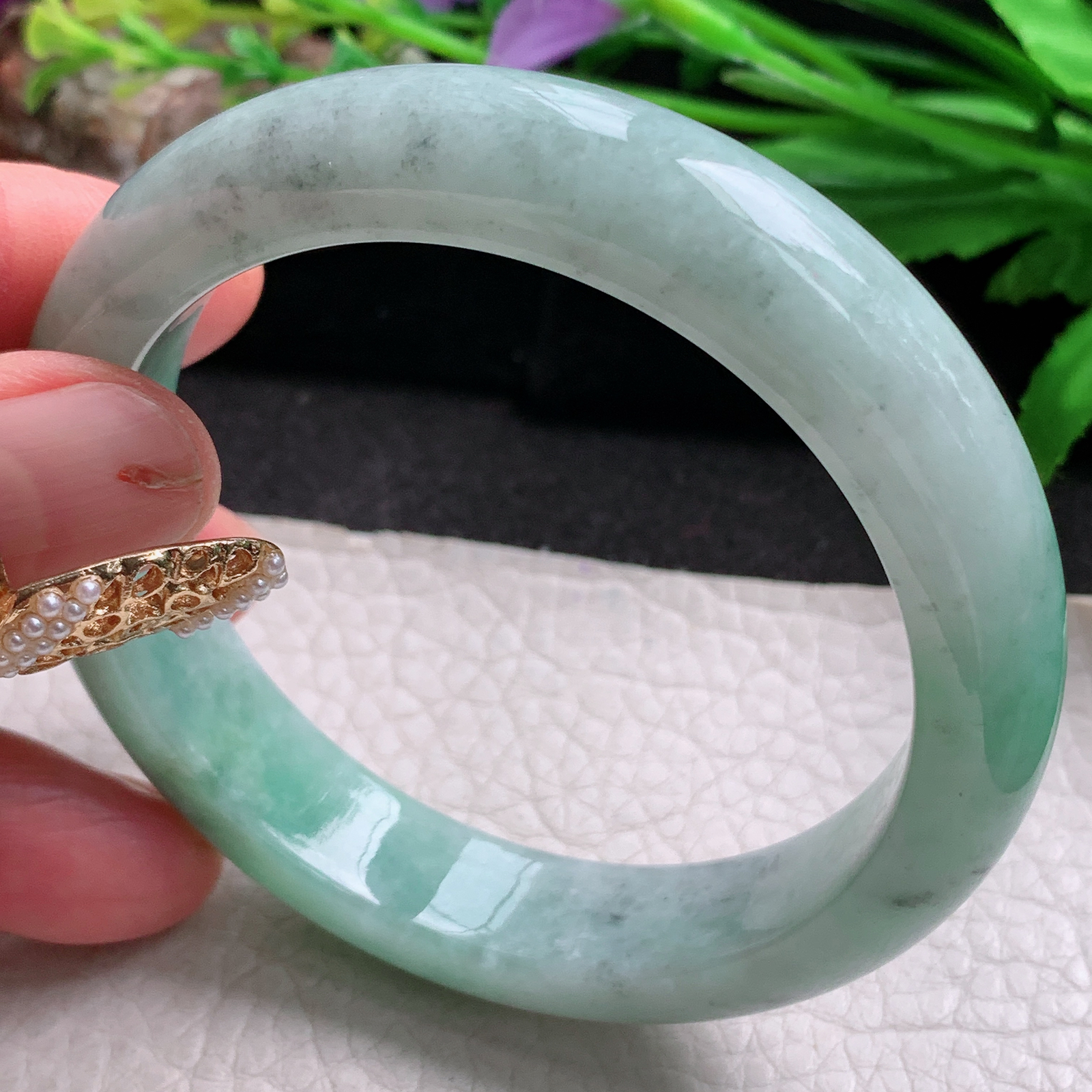 nr实拍57*12.8*8.2平安镯 天然缅甸翡翠a货手镯辣绿水润正圈玉镯子
