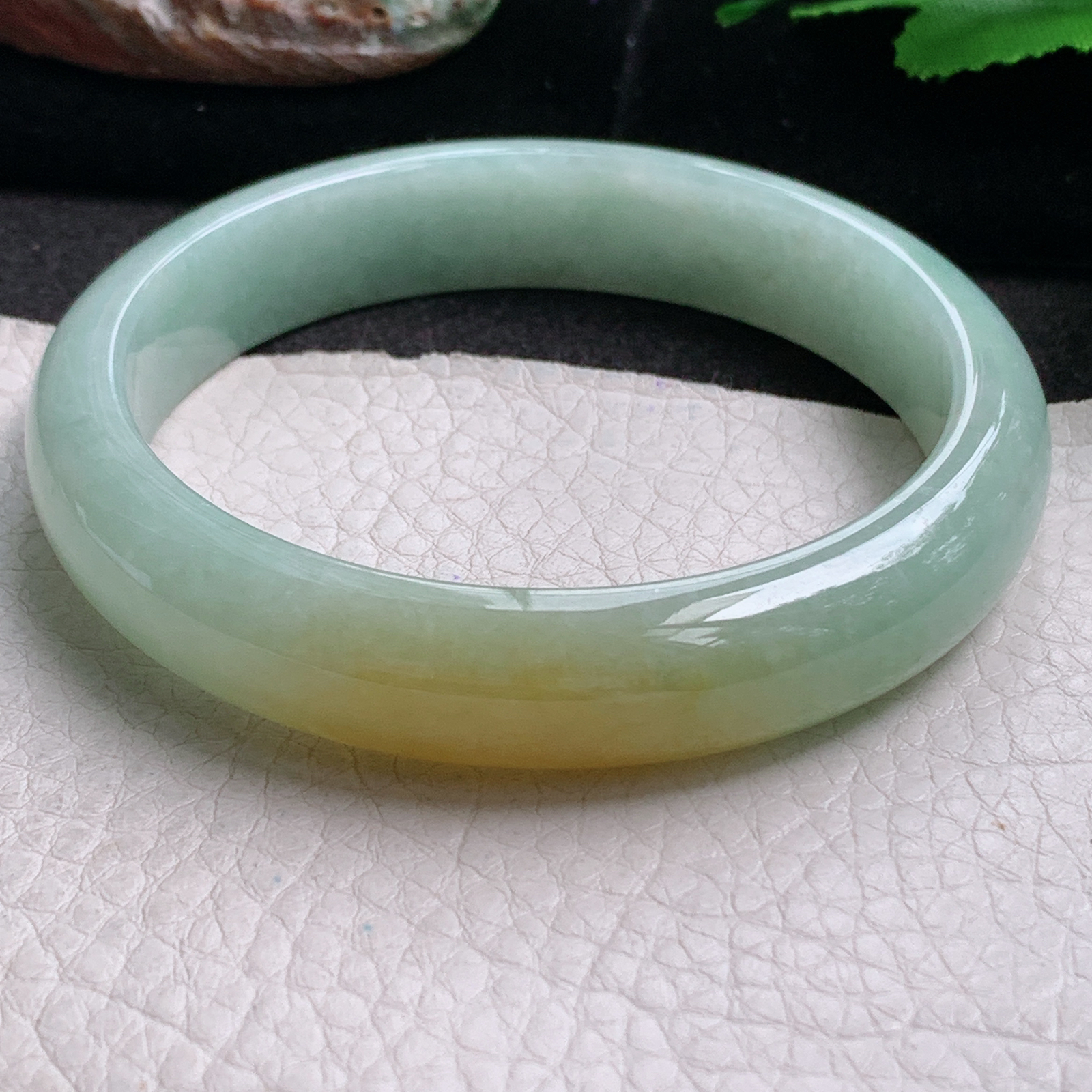 nr大圈口61*12.5*7.5招财镯 天然缅甸翡翠a货手镯双彩水润正圈玉镯子