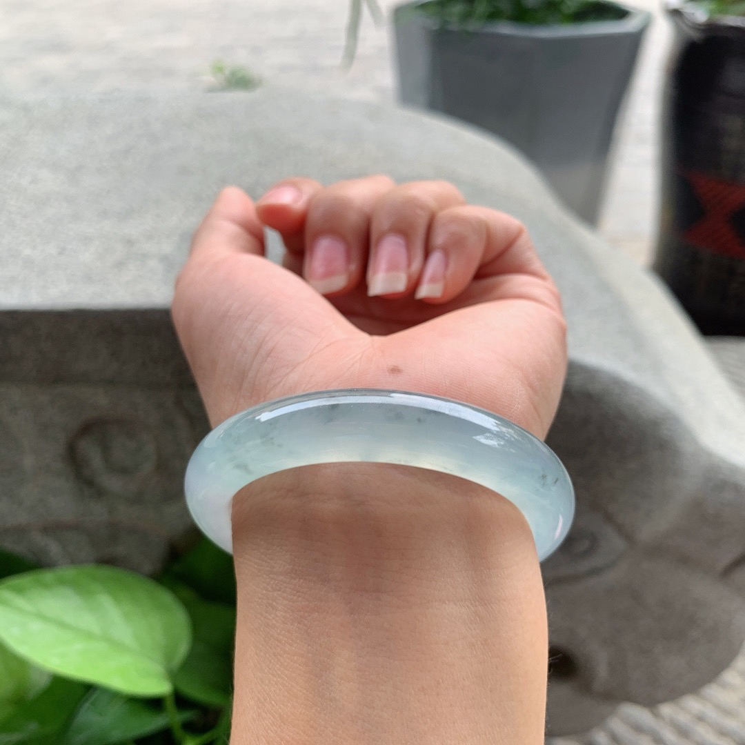 小圈口52-11.1-8.3 【高冰飘花正圈手镯】正圈52 53可戴