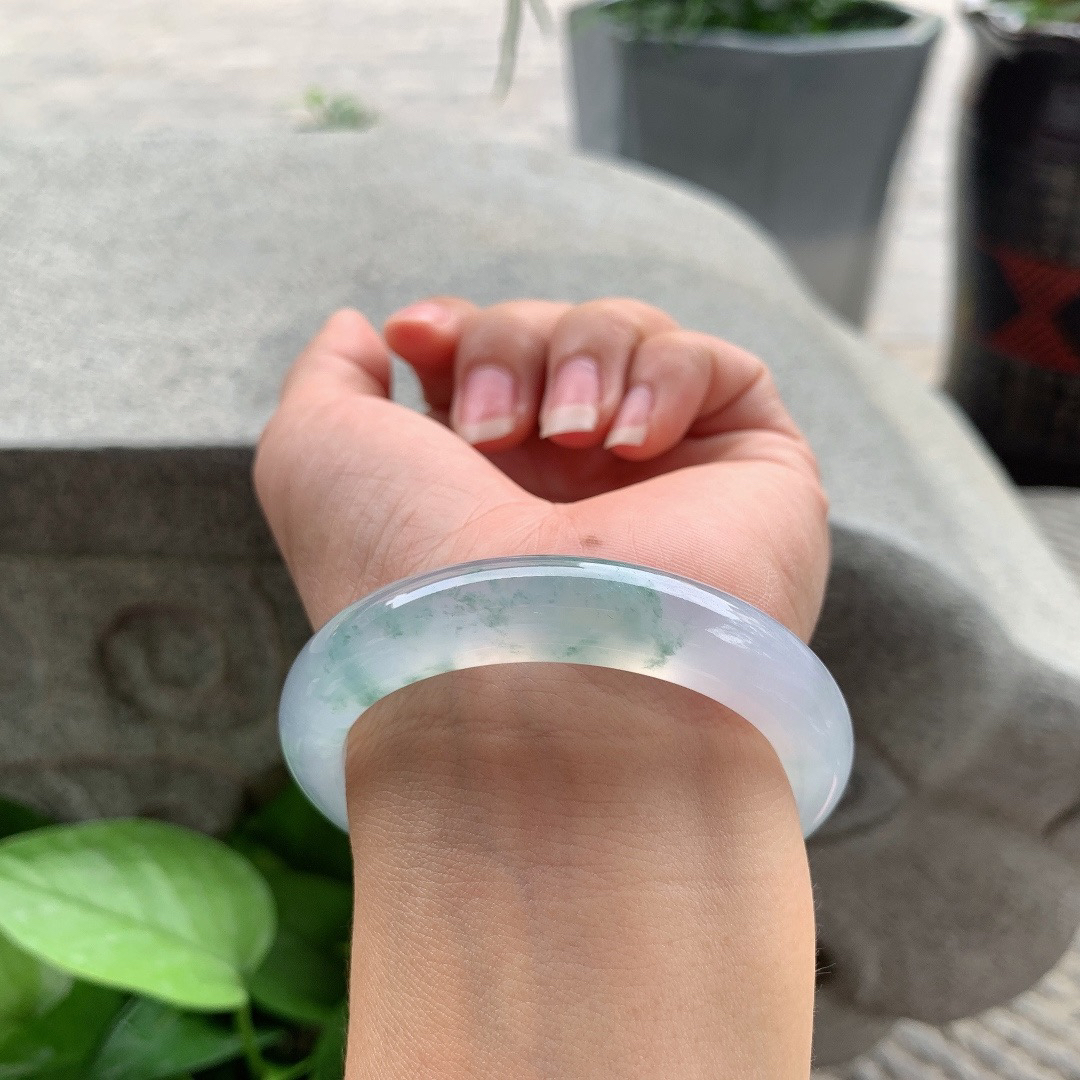 小圈口52-11.1-8.3 【高冰飘花正圈手镯】正圈52 53可戴