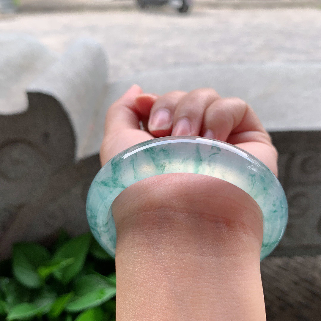 圈口 54.4-13.2-8.5【高冰飘花正圈手镯】正圈54 55可戴