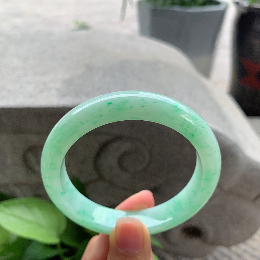 圈口57.8-12.5-8.7 【满绿正圈手镯】正圈57 58可戴