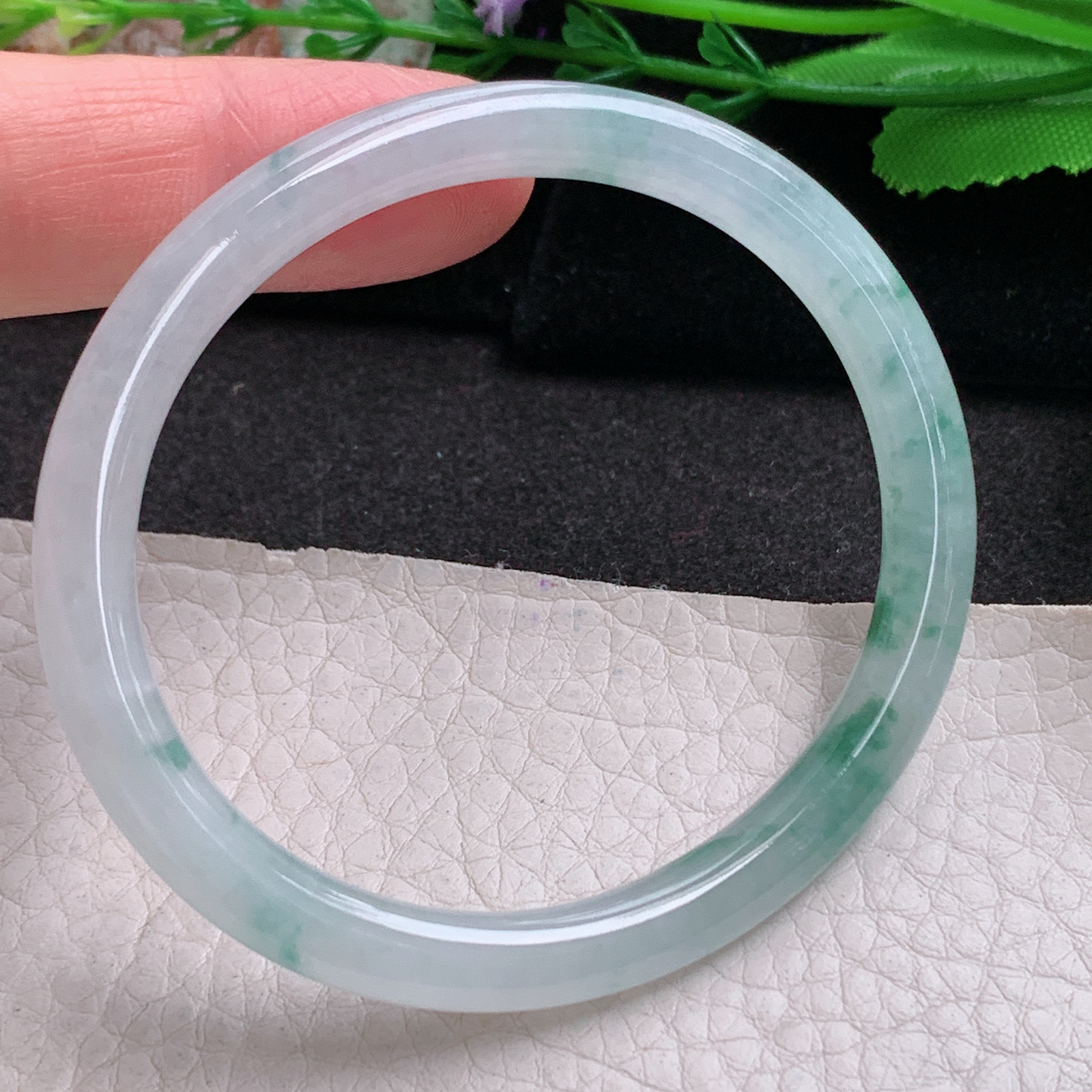 fx小圈口53.5*49*6.2贵妃美人镯 天然缅甸翡翠a货手镯冰飘花蛋形玉镯子