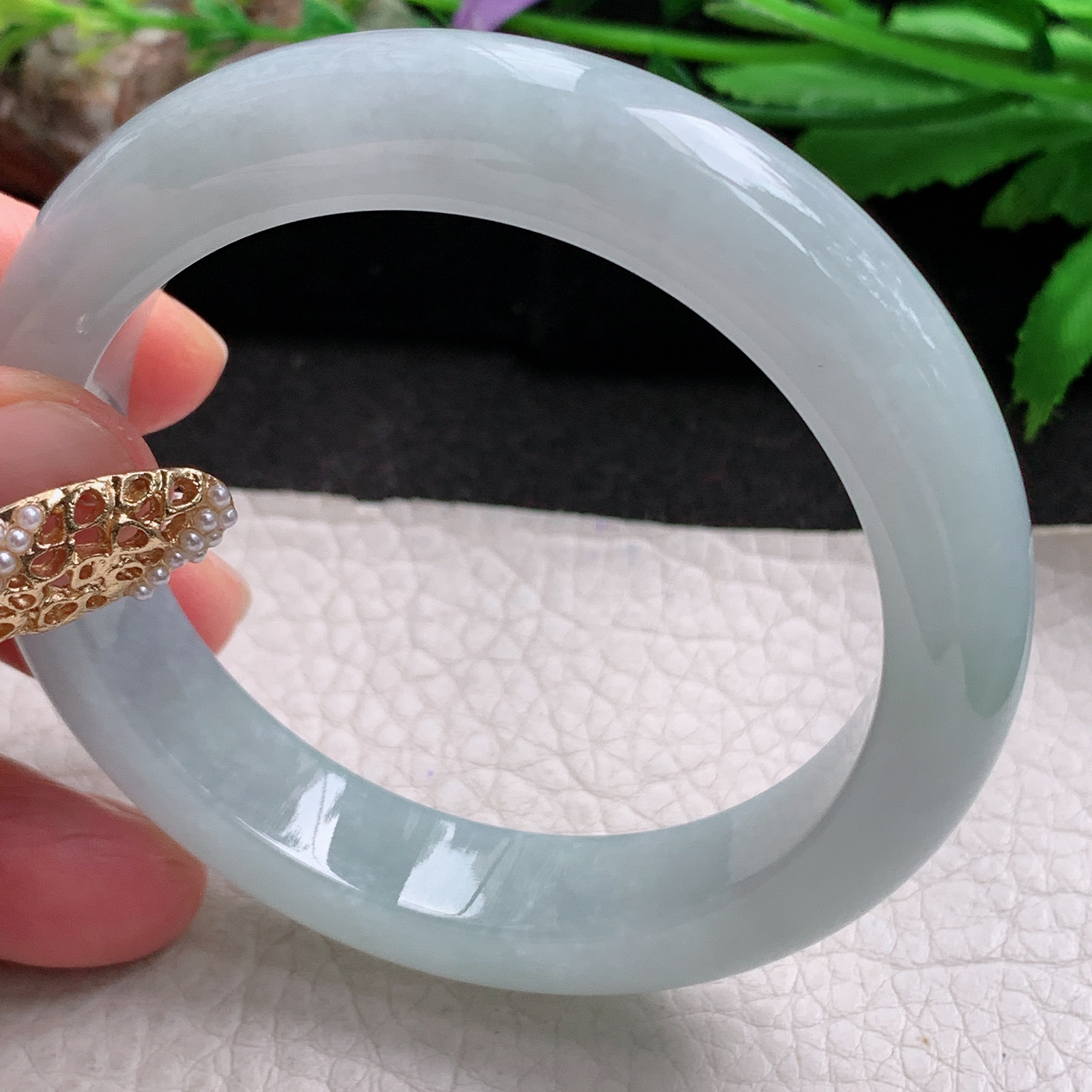 nr实拍55.5*12.3*8.5平安镯 天然缅甸翡翠a货手镯浅绿冰润正圈玉镯子