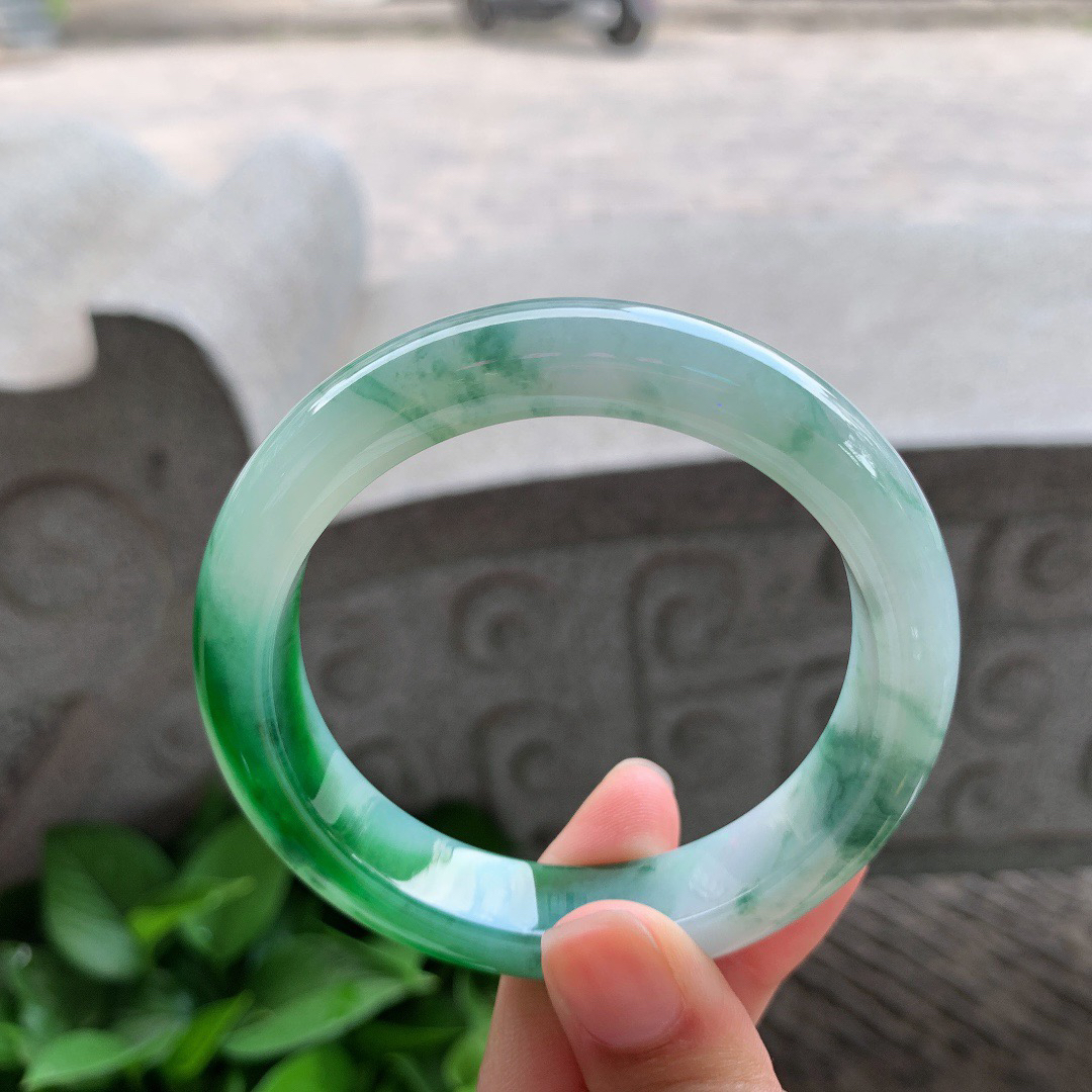 圈口56-12.8-8.6 【辣绿正圈手镯】正圈56 57可戴